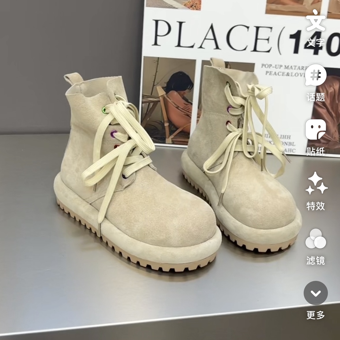 休闲春季平底系带厚底勃肯靴复古磨砂皮棉鞋马丁靴时尚百搭女士