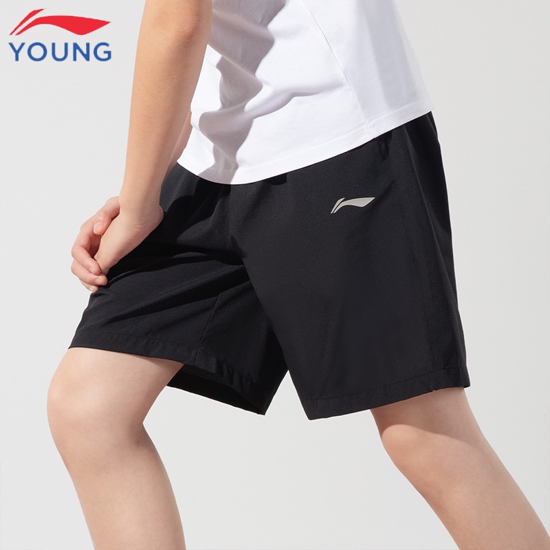 李宁儿童速干短裤跑步运动裤2025夏季新款凉感透气裤子男童五分裤