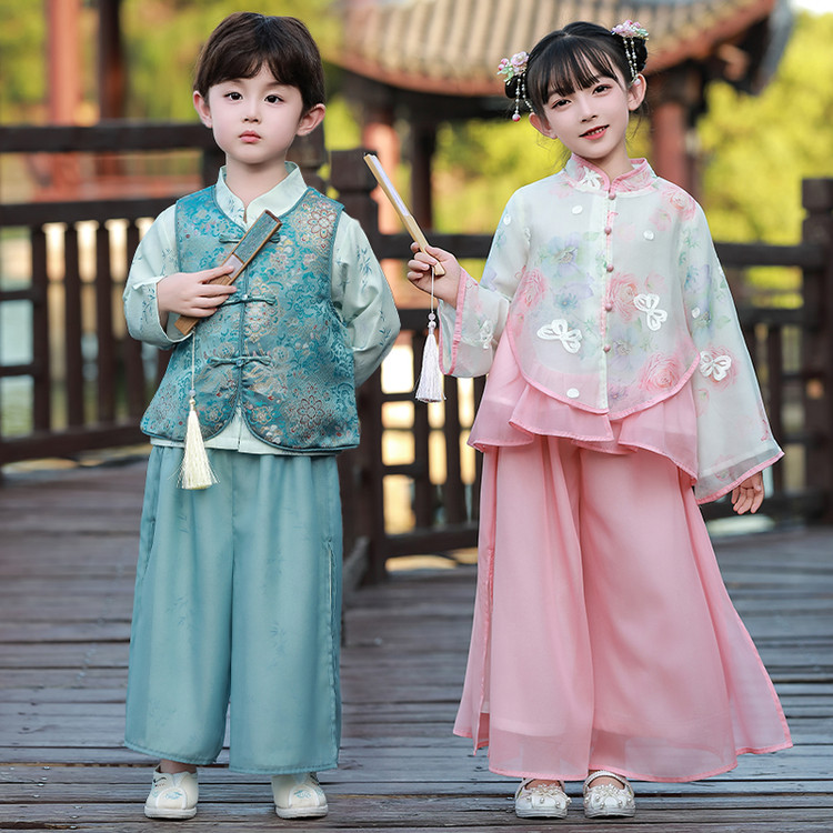 儿童汉服套装秋季2025新款新中式唐装国风男女童学生中秋节服装