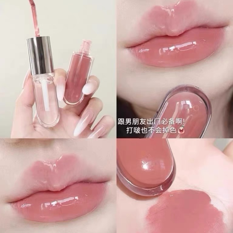 双头唇釉奶茶色口红透明裸色镜面嘟嘟唇持久不掉色不沾杯裸色口红