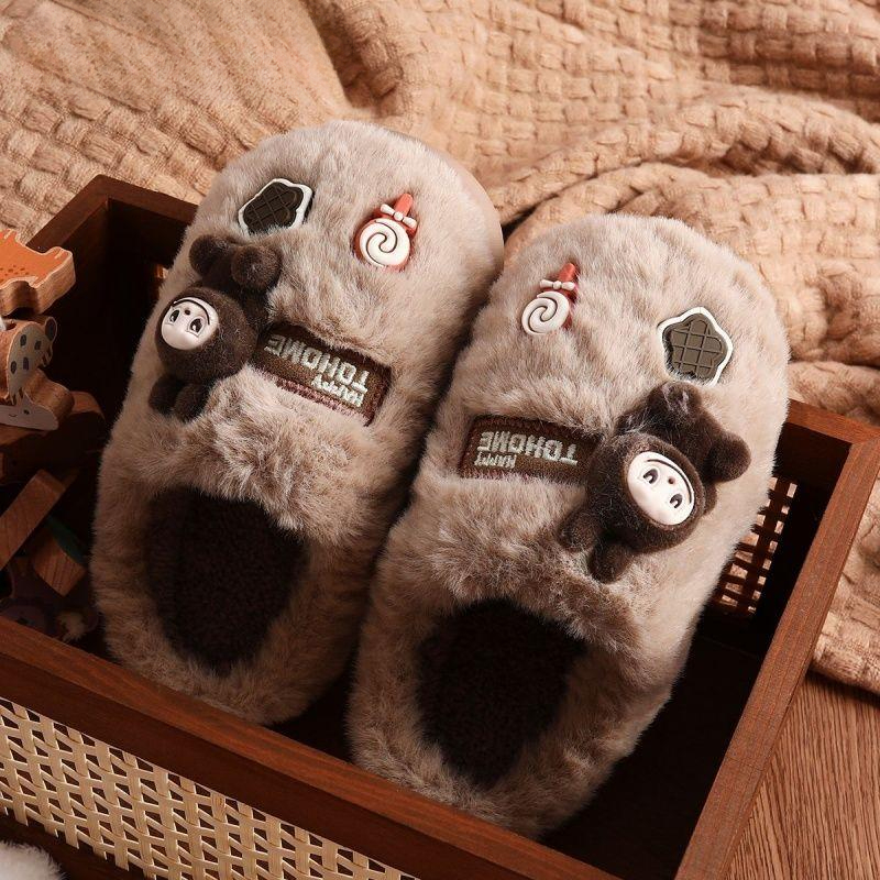 儿童棉拖鞋男童秋冬季室内毛毛拖鞋家居小男孩宝宝亲子中大童棉拖