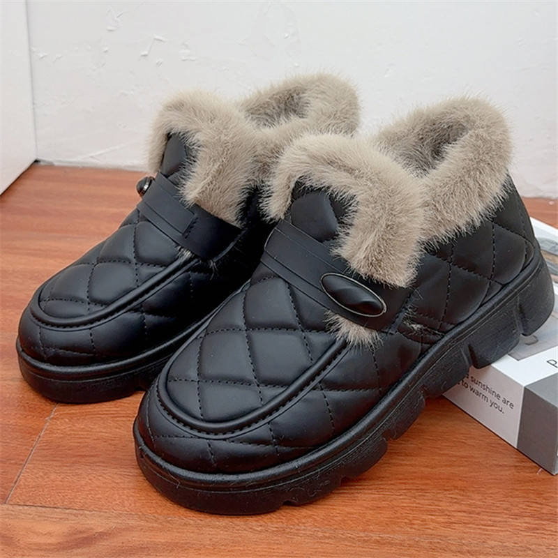 冬季新款老北京棉鞋时尚洋气休闲女棉鞋加绒保暖厚底防水雪地靴