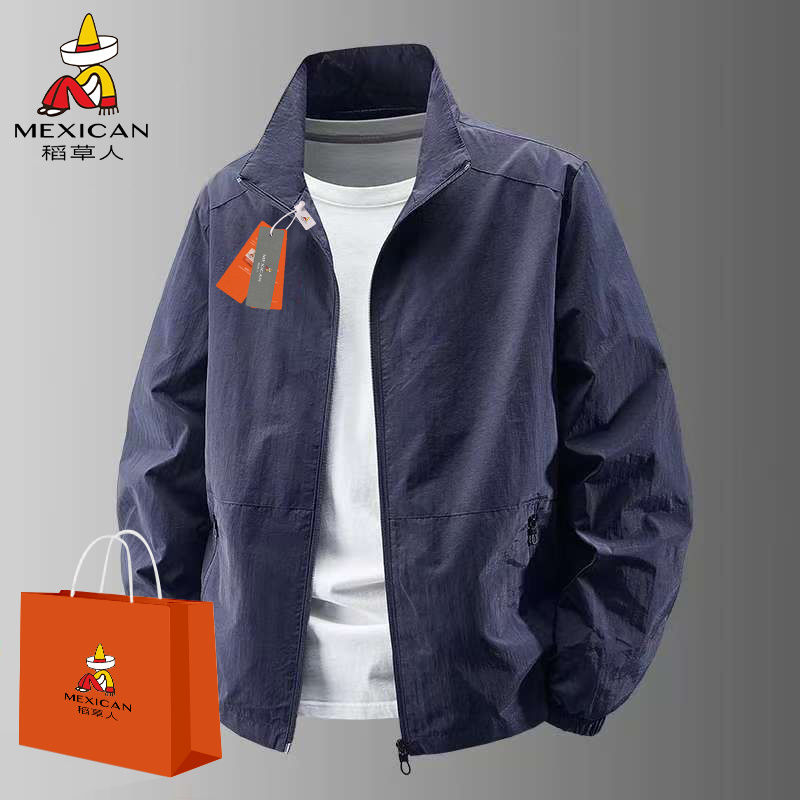 Mexican/稻草人外套休闲夹克男防风潮春秋季薄款大码胖子宽松衣服