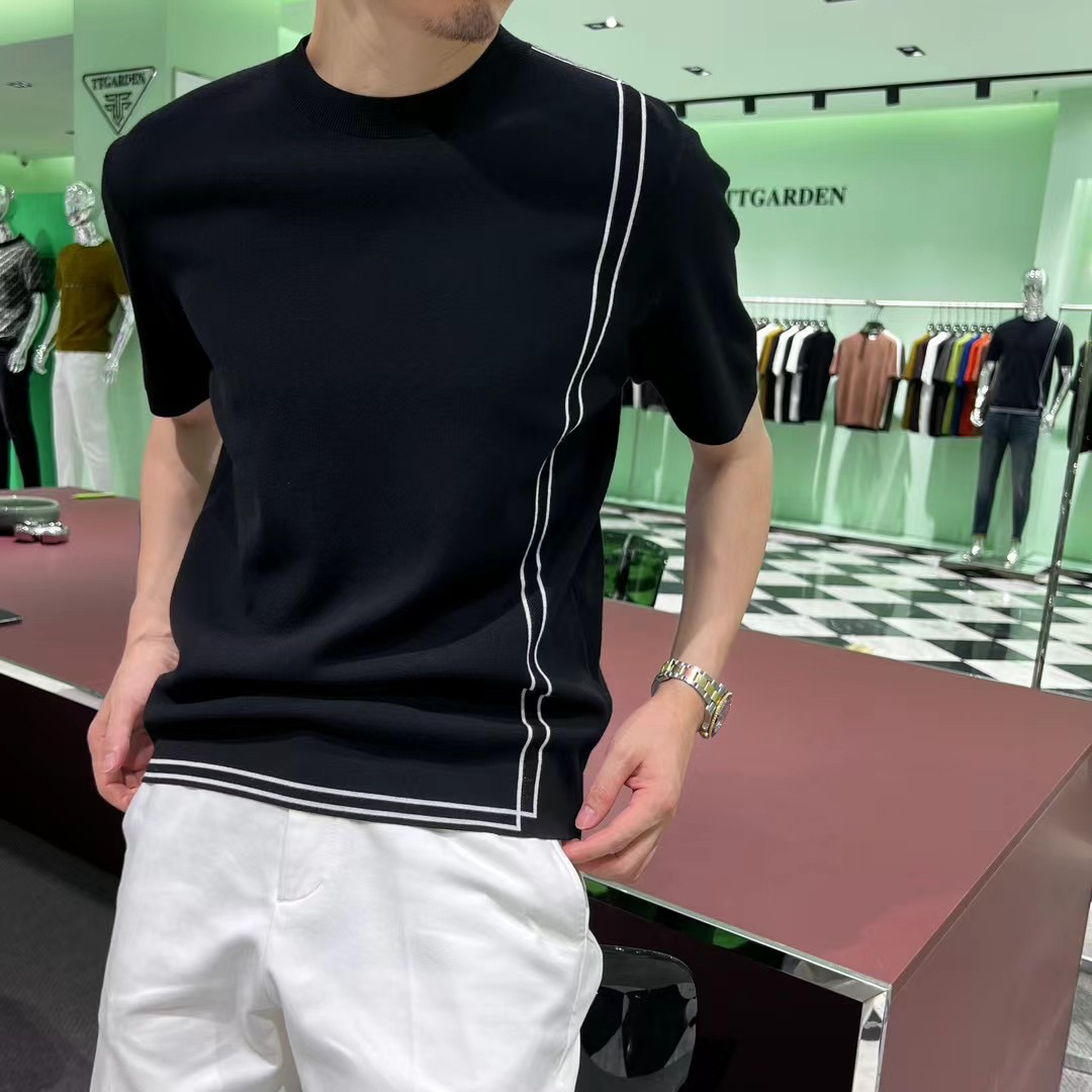 秋冬男士针织毛衣衫加厚短袖简约高品质潮加厚短袖冬款针织毛衣衫