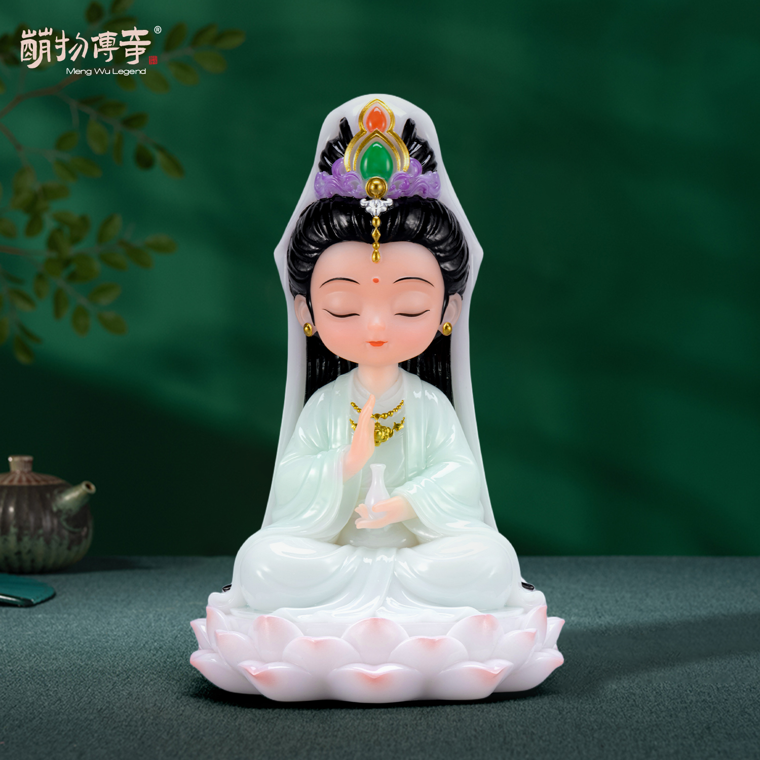 萌物传奇萌趣Q版观音菩萨佛像中式家居禅意电脑桌摆件网红小摆件