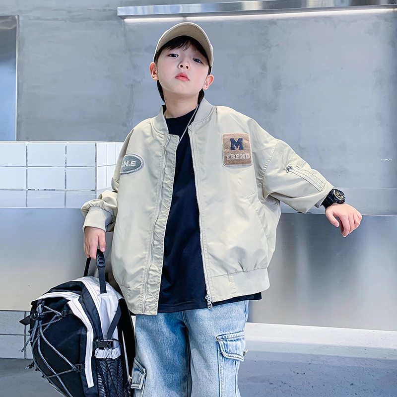 男中大童春秋机车棒球服外套2025新款儿童男孩春季酷帅工装上衣潮