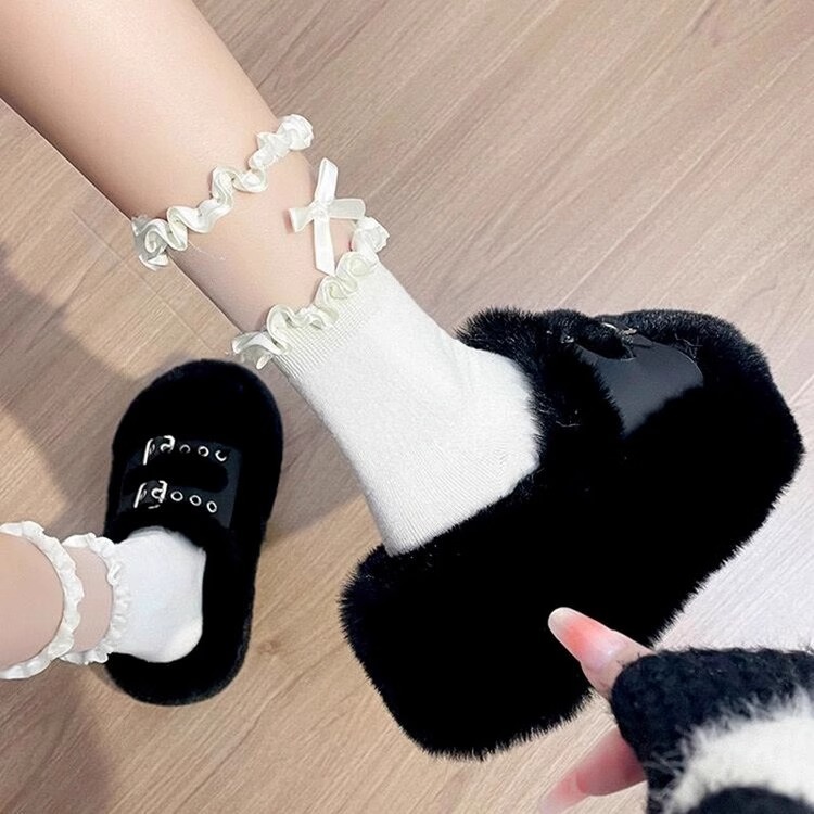 小个子增高厚底包头毛毛拖鞋女2025秋冬保暖小众设计感可爱棉拖鞋