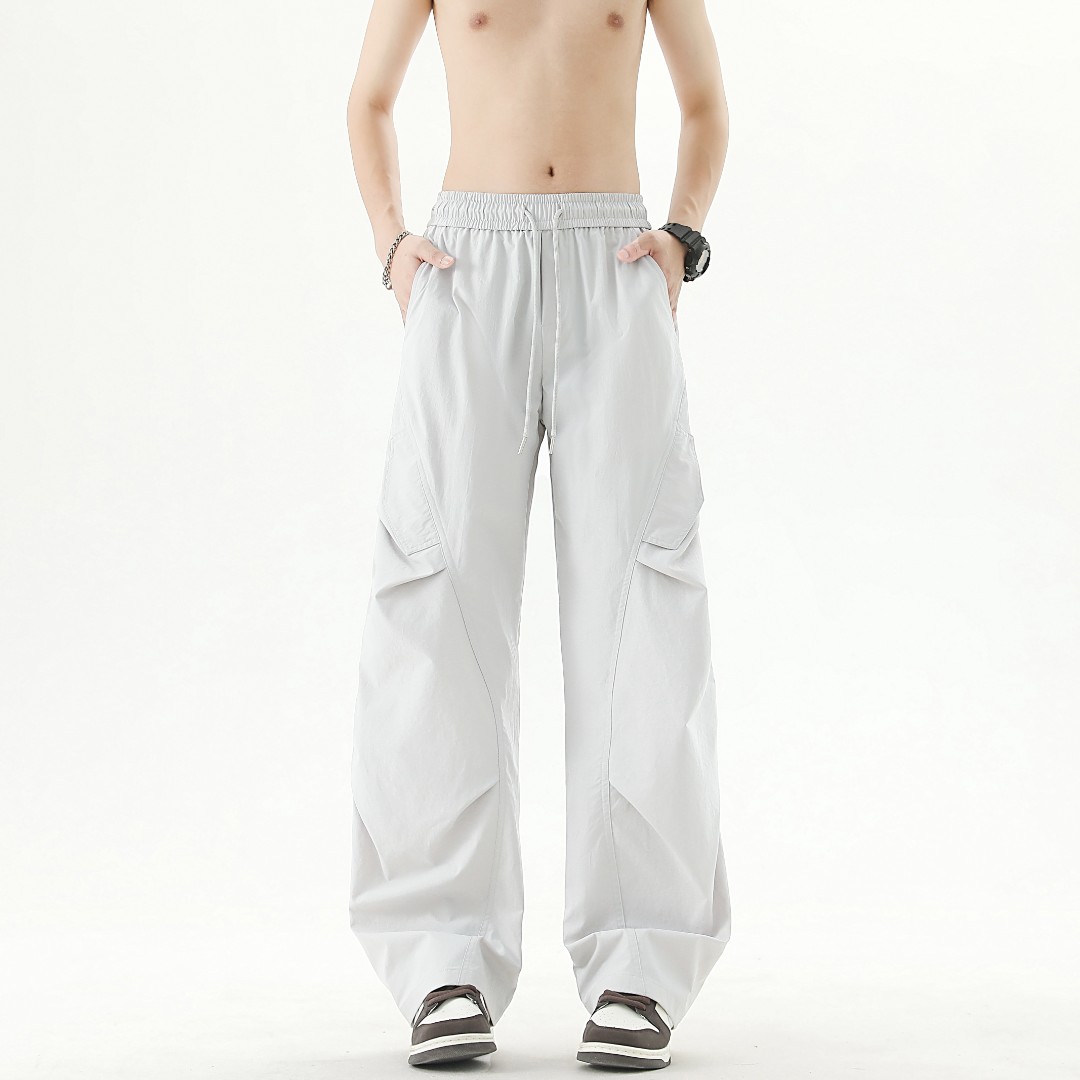 美式褶皱高街伞兵休闲工装裤潮流百搭户外情侣阔腿直筒冲锋裤236