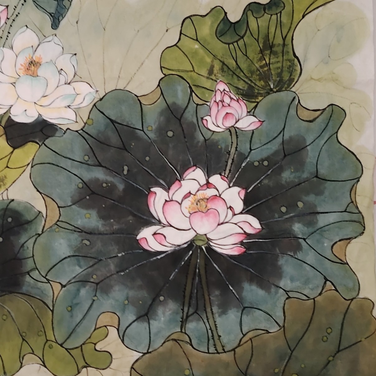 茹一作品六尺整张一鹭莲升适合挂玄关客厅茶室书房