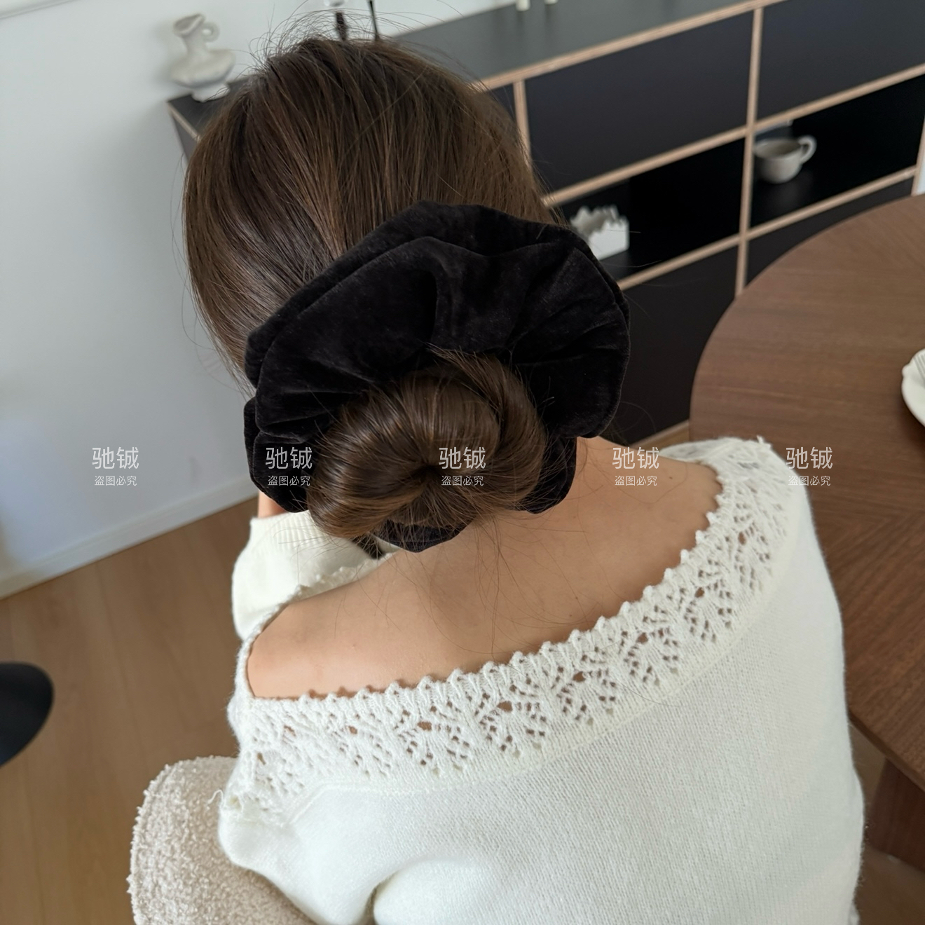 早秋雪尼尔～大号法式肠圈2025新款高级感低马尾头绳通用韩系发饰