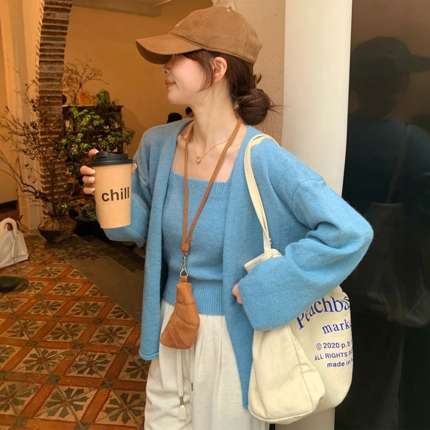 早秋氛围感穿搭两件套长袖针织开衫纯色小外搭女2025新款韩系上衣