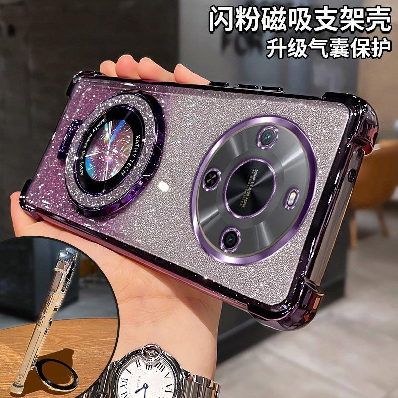 适用气囊防摔华为畅享70x活力版手机壳轻奢软壳闪粉女全包自带镜