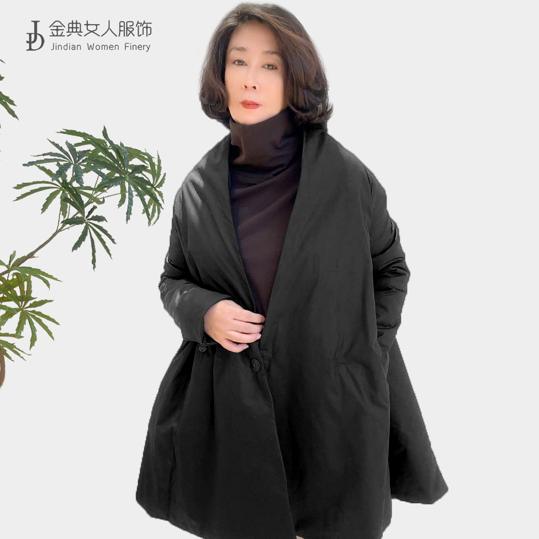【金典原创女装】   不规则斗篷式纯色棉服外套女 秋冬中长款棉衣06