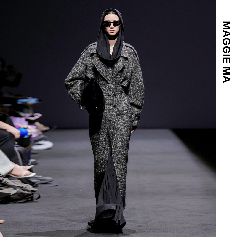 MAGGIE MA马婧设计2025开春外套格纹小香风气质毛呢大衣外套741C