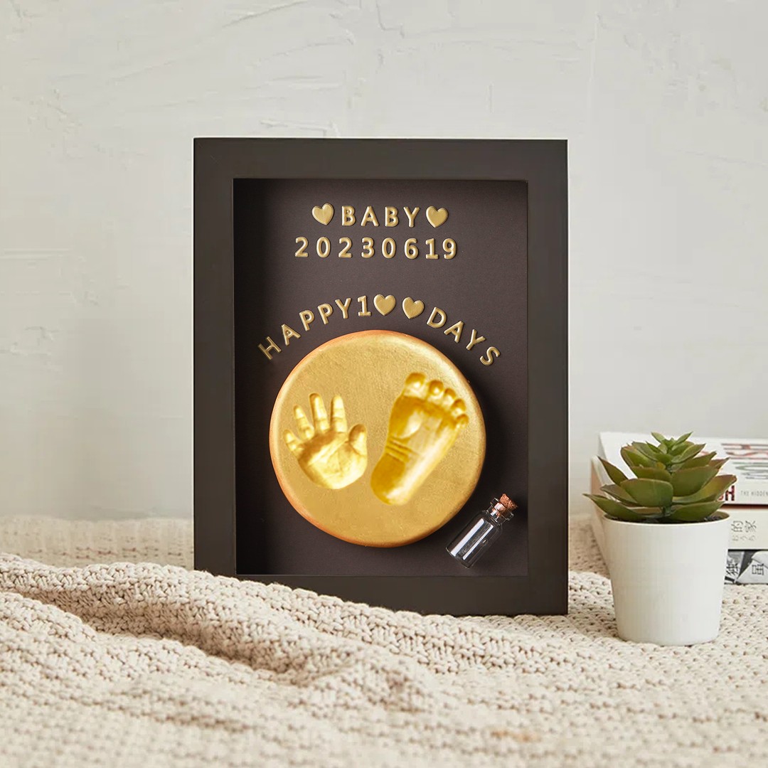 宝宝手足印泥相框胎毛纪念品新生婴儿满月手足印百天周岁手印礼物