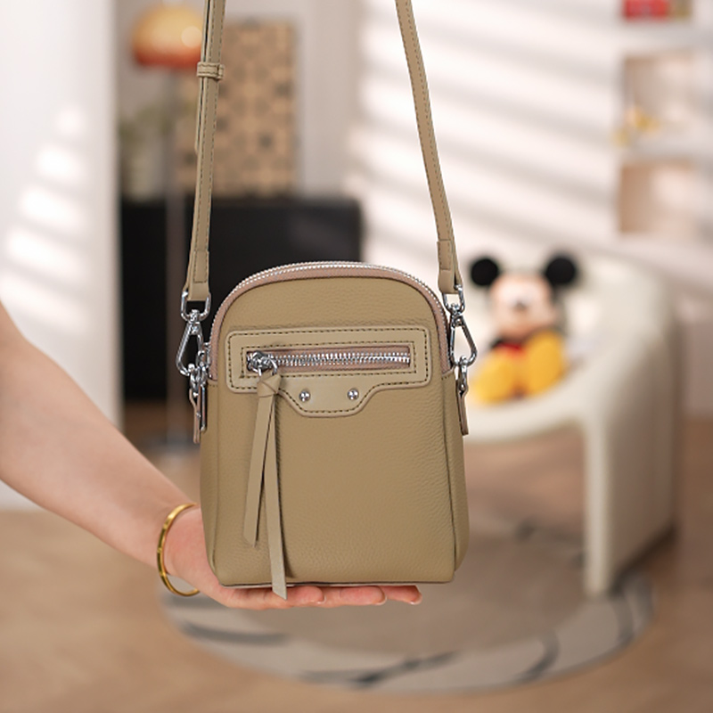 头层牛皮真皮荔枝纹手机包简约小包包韩版休闲百搭纯色潮流Y-230