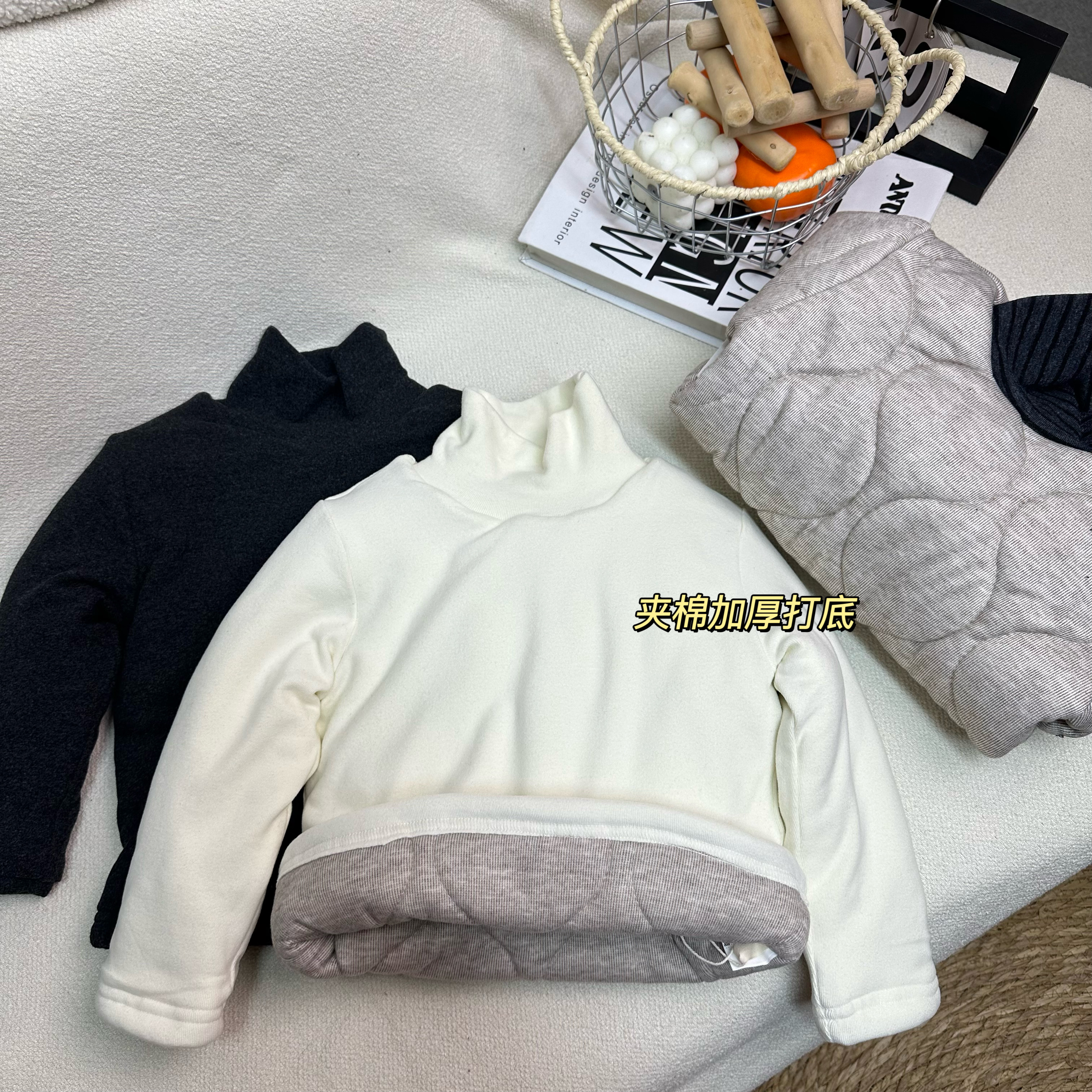 宝宝过冬打底2025冬季新韩版男女儿童百搭夹棉加厚保暖内搭hf4709