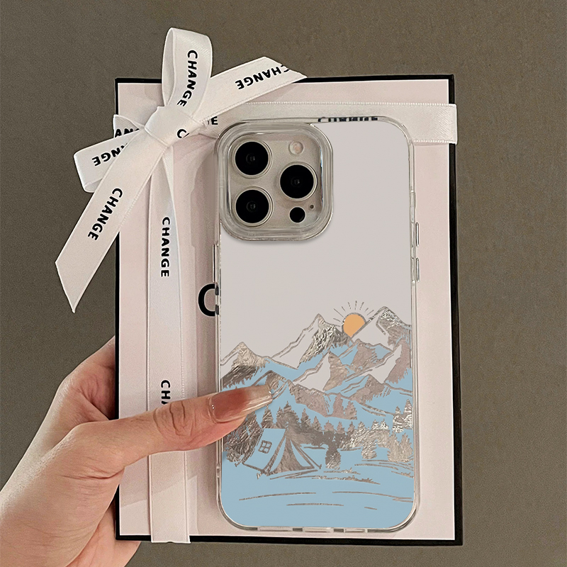 欧克里里日出雪山适用苹果16promax漩涡手机壳华为vivo小米15oppo