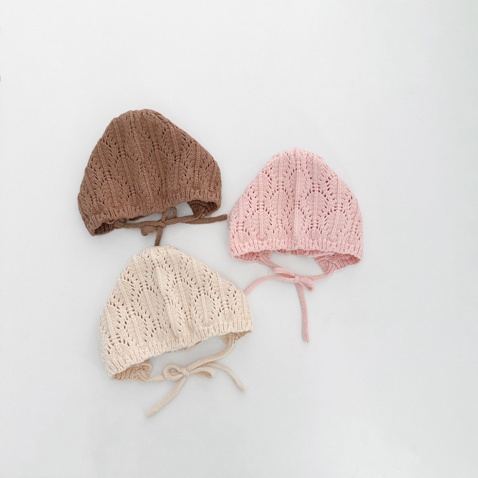 韩系新生儿帽子春秋季遮阳防风系带护耳针织帽宝宝小月龄包头帽冬