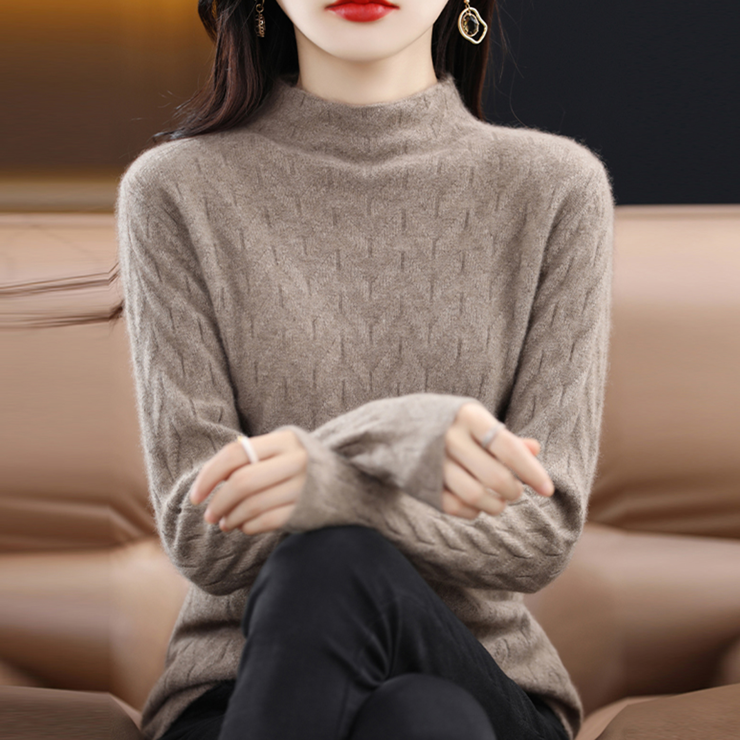 胖mm秋冬大码半高领毛衣女遮肚子内搭高级感100纯羊毛针织打底衫