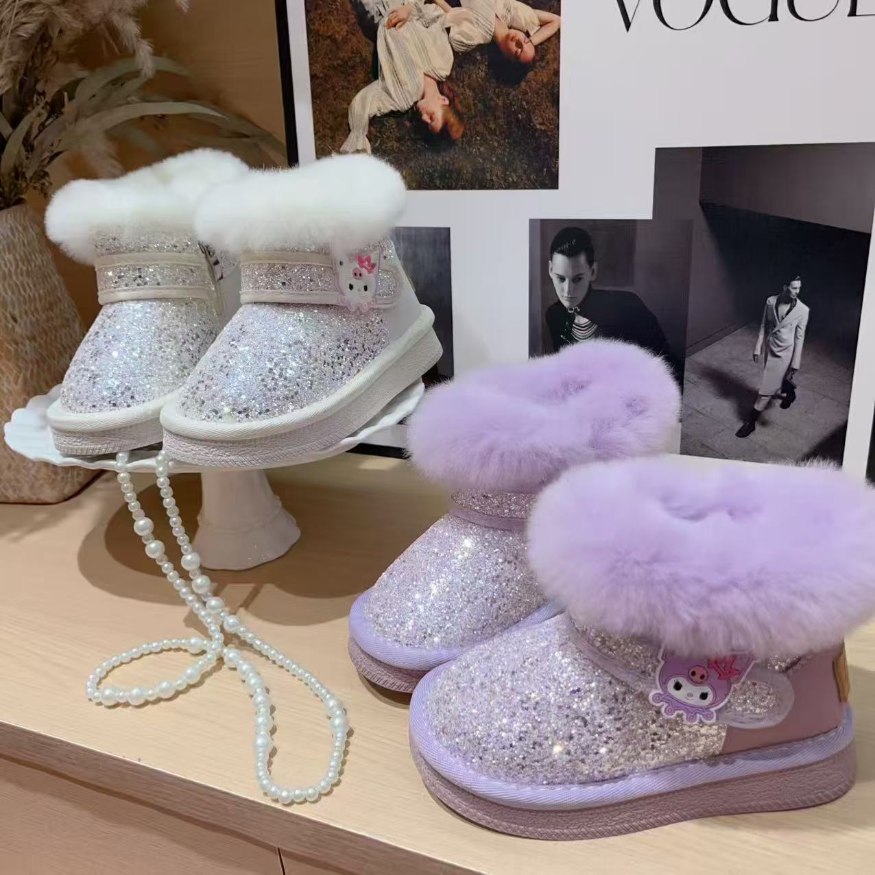 女童雪地靴冬季新款加绒童靴保暖女孩加厚棉鞋儿童棉靴LLWN5881