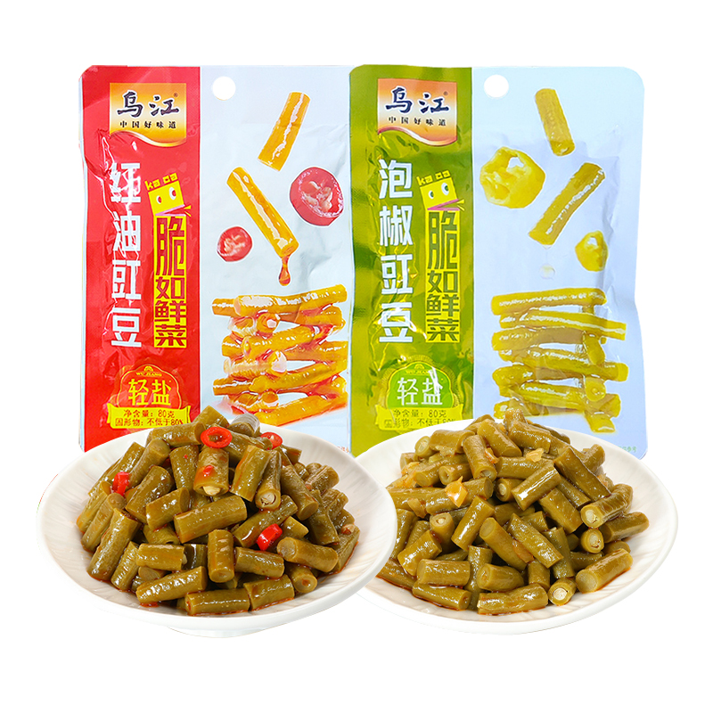 乌江泡椒红油豇豆80g/袋装榨菜酸豆角下饭咸菜微辣开味即食菜小菜