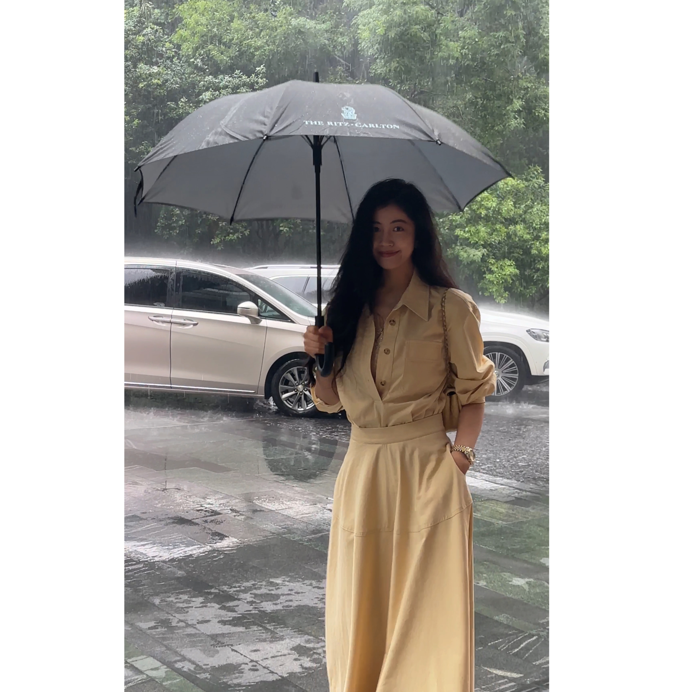 【N·COU】25秋新款【港风御姐】假两件简约气质显瘦连衣裙DY22771