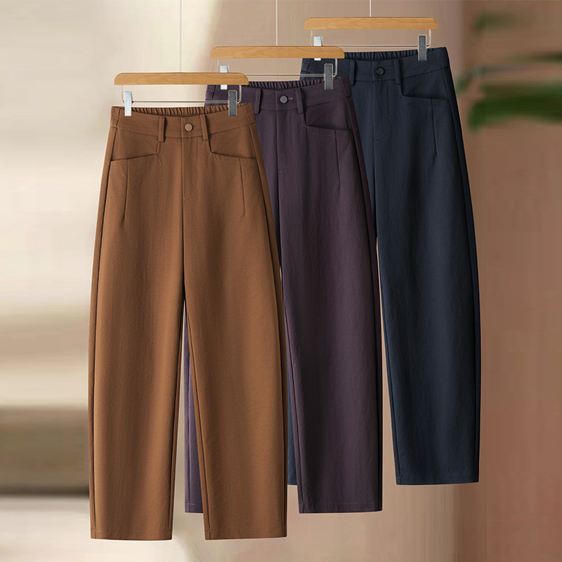拉夏贝尔休闲裤女秋季2025新款高腰宽松显瘦小个子百搭镰刀哈伦裤