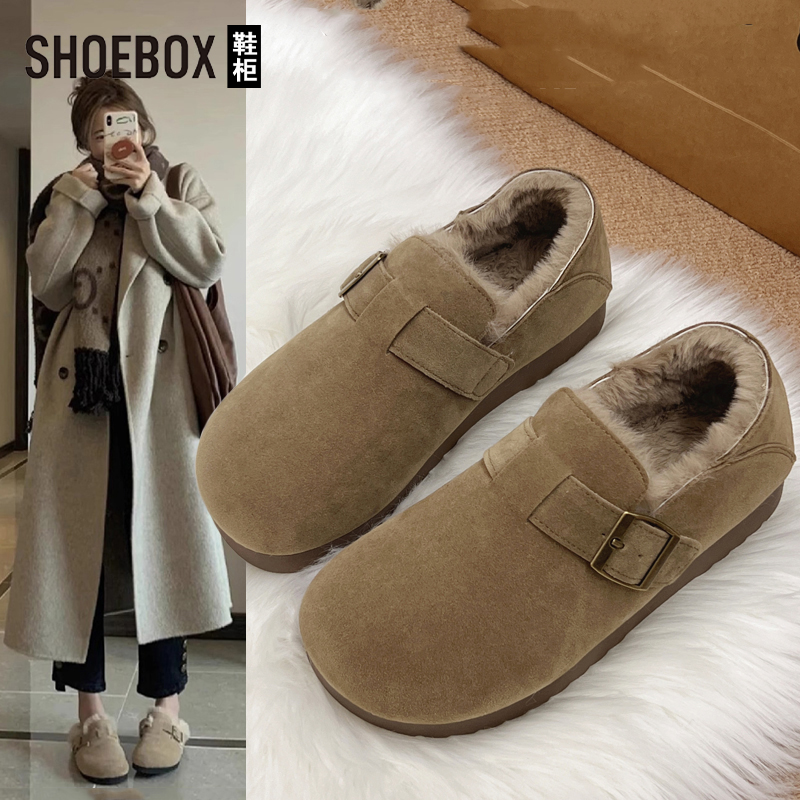 达芙妮集团旗下全包加绒勃肯鞋女2025新款秋冬棉鞋防滑保暖雪地靴