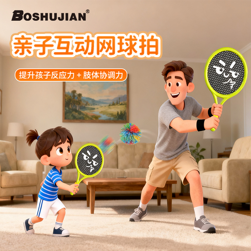 博舒健【提升肢体反应力】亲子网球拍室内外运动儿童专用互动益智拍