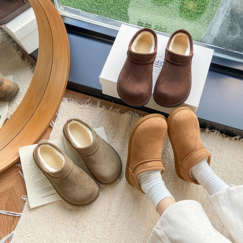 复古小土豆加绒勃肯鞋女2025冬季新款加厚一脚蹬舒适保暖雪地靴