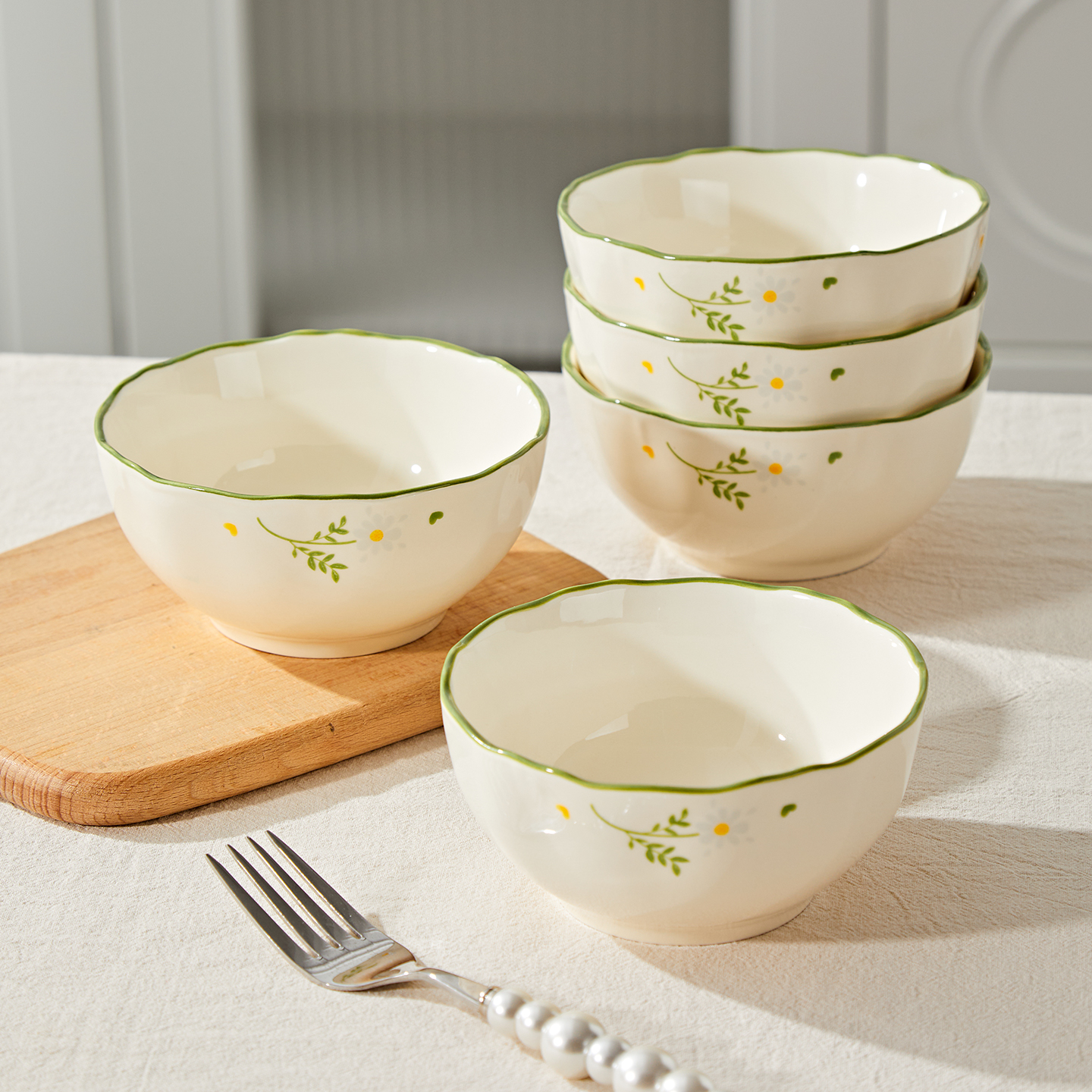 小清新吃饭碗家用陶瓷米饭碗餐具碗盘2025新款碗筷网红好看的盘子