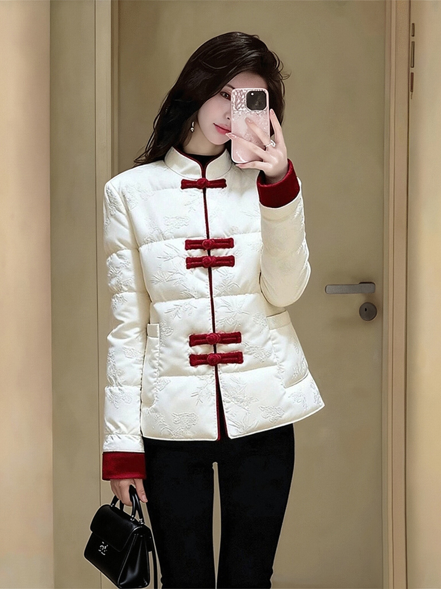 新中式立领盘扣棉服外套女冬装新款独特漂亮超好看的加厚保暖棉衣