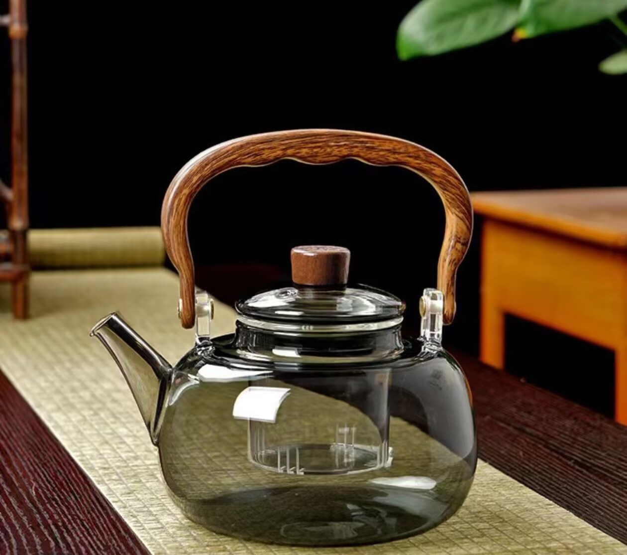 高档耐热玻璃提梁壶 可电陶炉煮茶两用茶壶 功夫花茶泡茶壶烧水壶