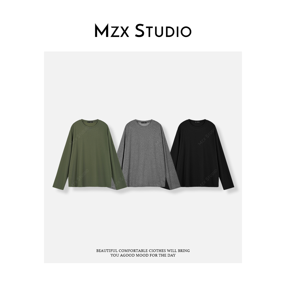 MZX 秋季简约百搭圆领宽松长袖T恤 SY9176-C