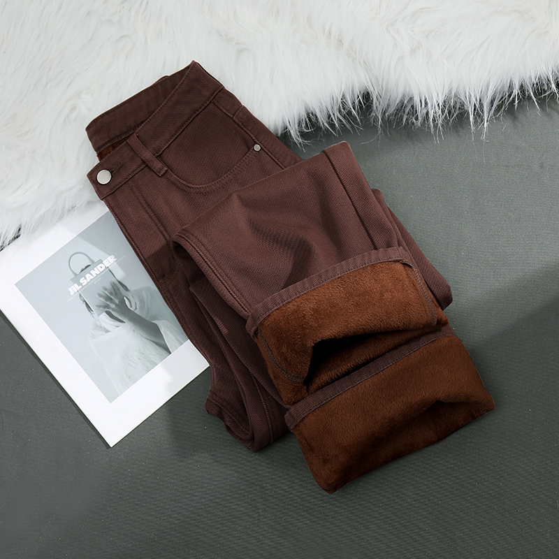 加绒阔腿牛仔裤女秋冬爆款2025新款加厚保暖女士通勤休闲直筒裤子