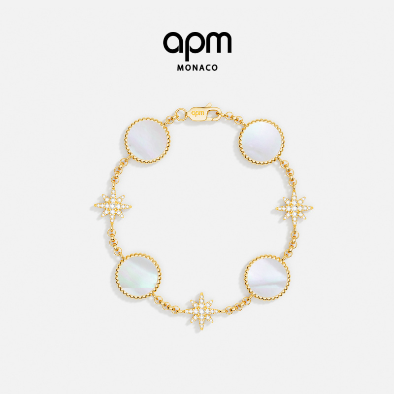 APM Monaco 新品白母贝六芒星手链时尚高级感送生日礼物女生手链