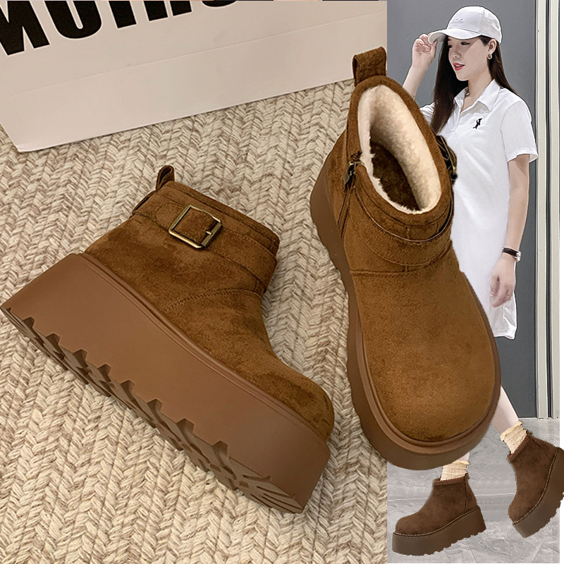 增高7cm雪地靴女2025新款冬季加绒女鞋子保暖毛毛棉靴东北大棉鞋