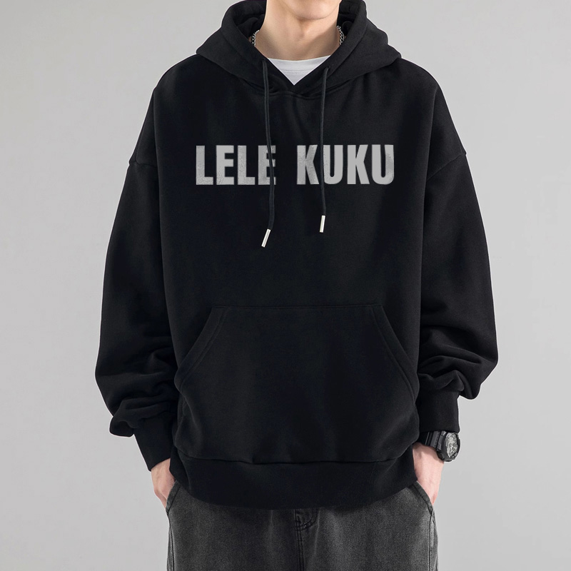 凯颂大码300斤美式简约字母印花连帽卫衣男女秋冬宽松百搭上衣