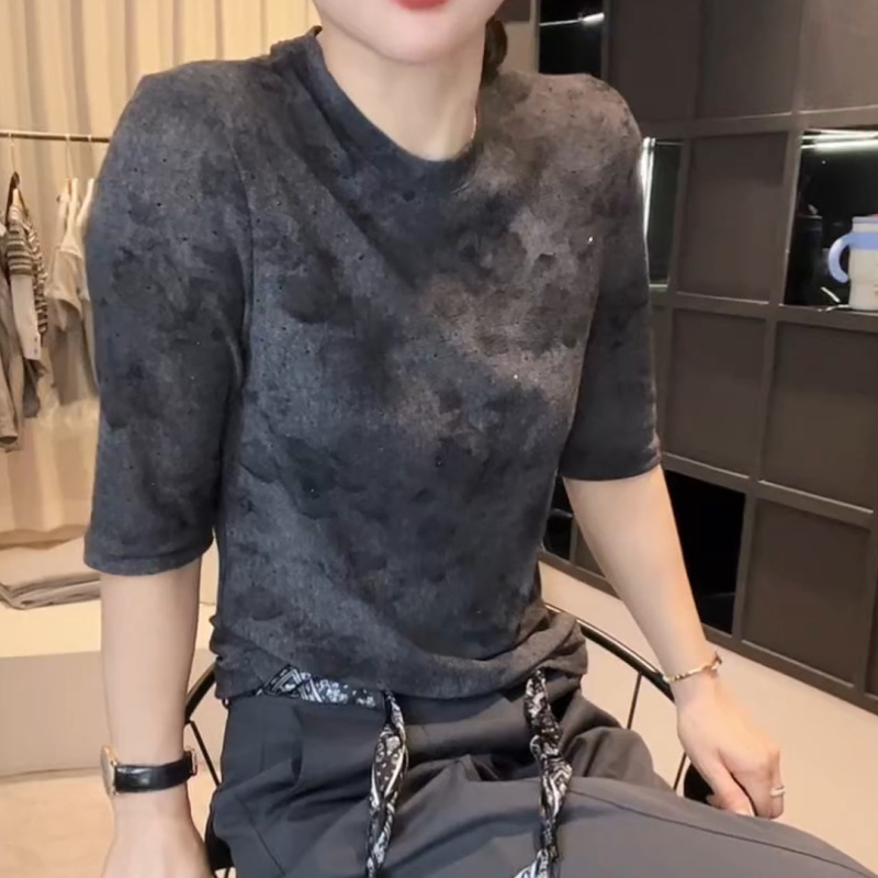 早秋新款圆领设计感时尚百搭中袖显瘦上衣T恤LK2505831