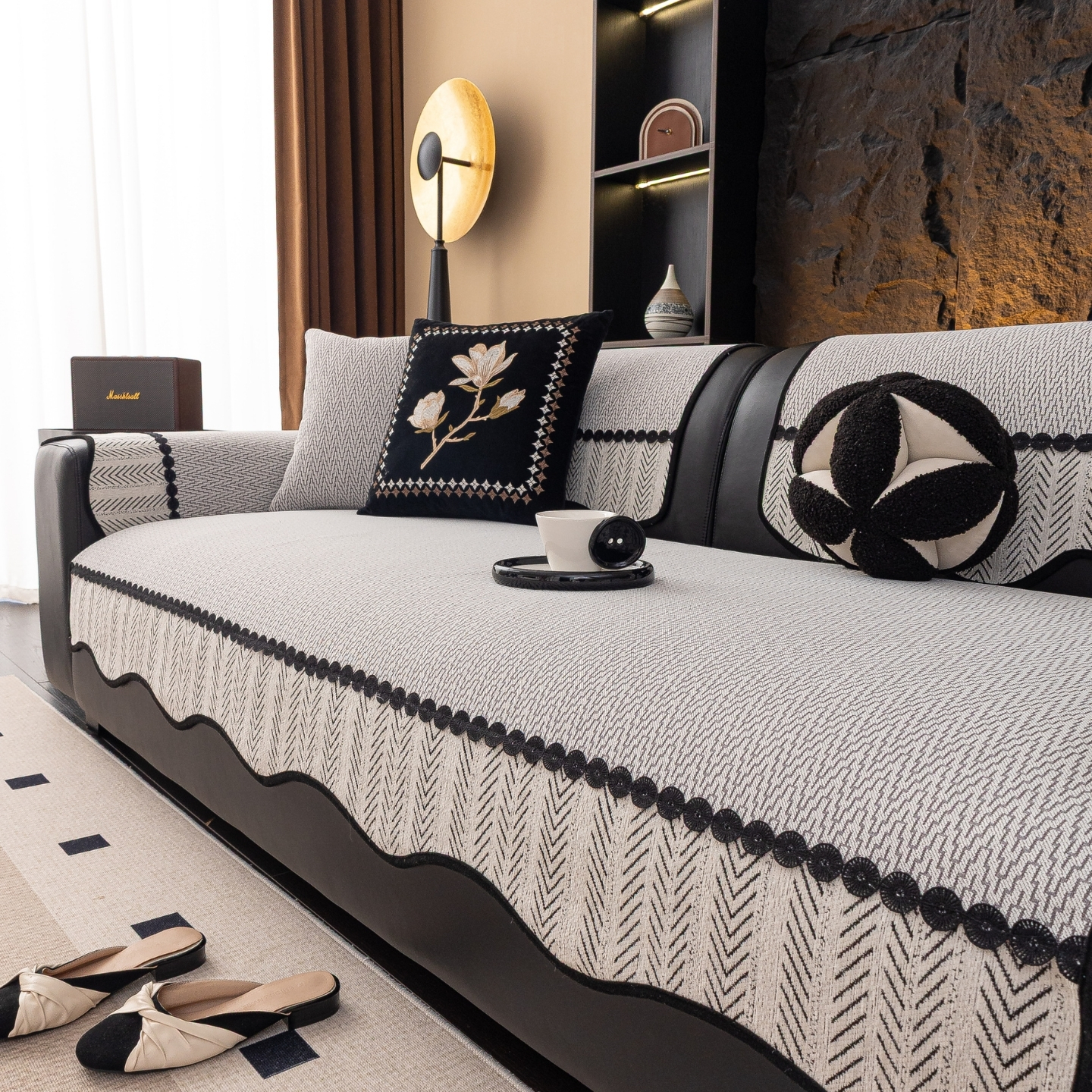 慕雨防滑四季通用沙发垫高档现代简约沙发套罩盖布巾沙发套盖布