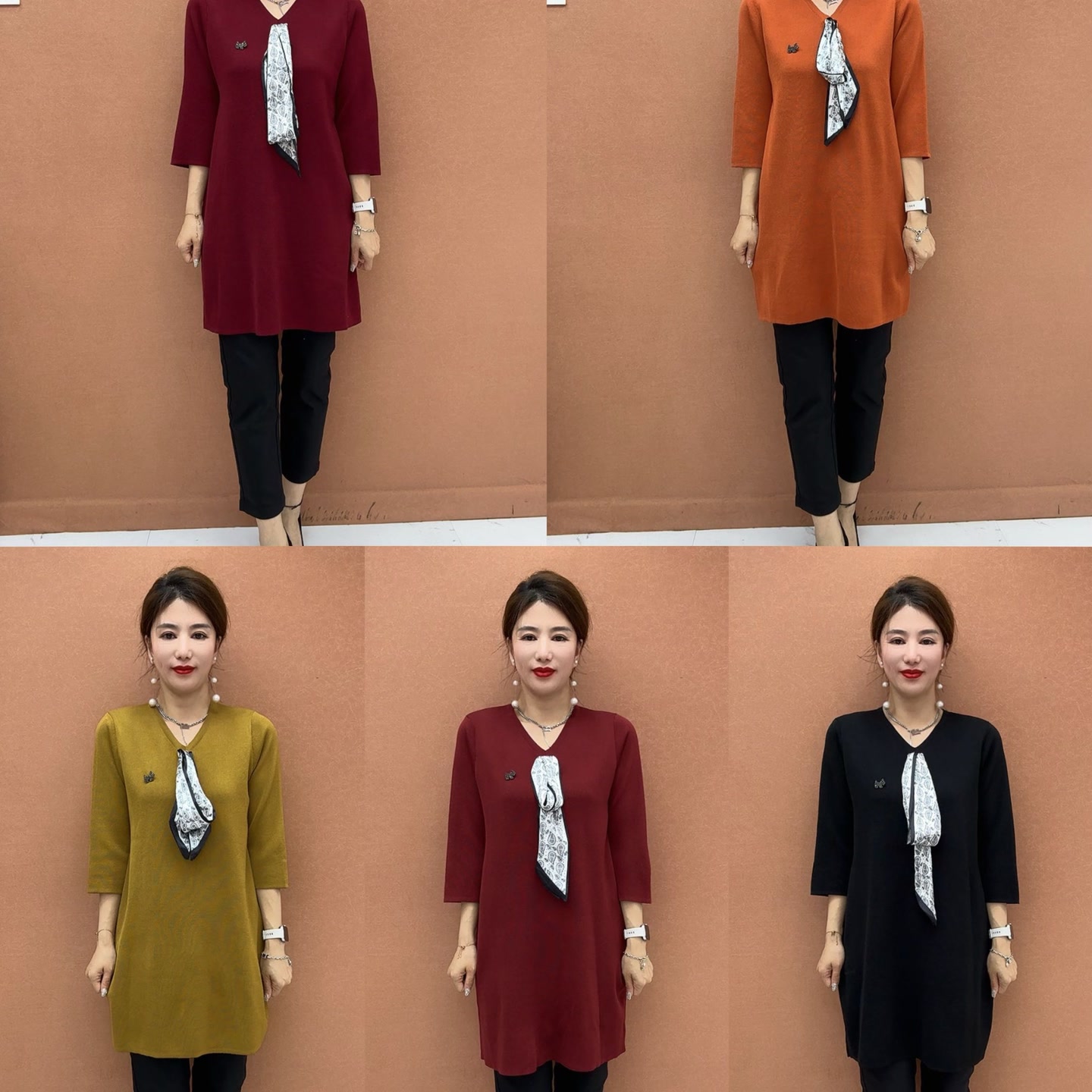 135-飘带减龄显瘦分袖针织裙