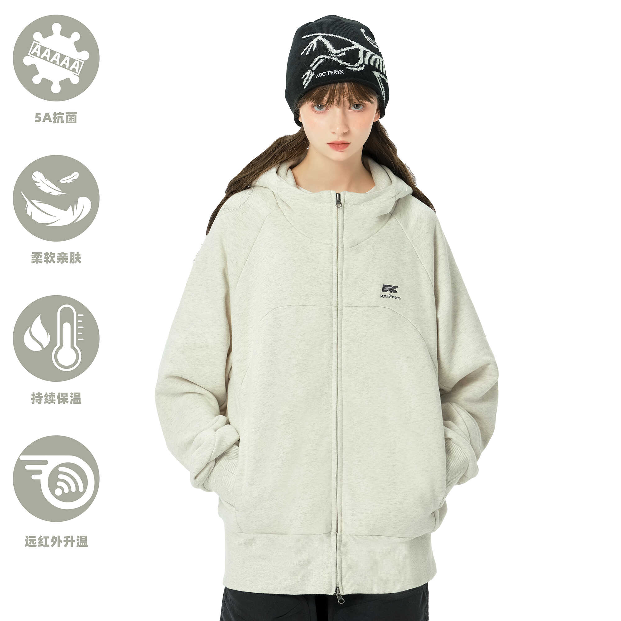 KXLFCHN空穴来风 重磅拉链卫衣外套男女秋冬潮牌休闲连帽加绒开衫