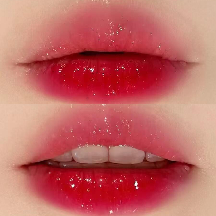 真的自带楚楚可怜破碎感！镜面唇釉水光显白纯欲正红色口红