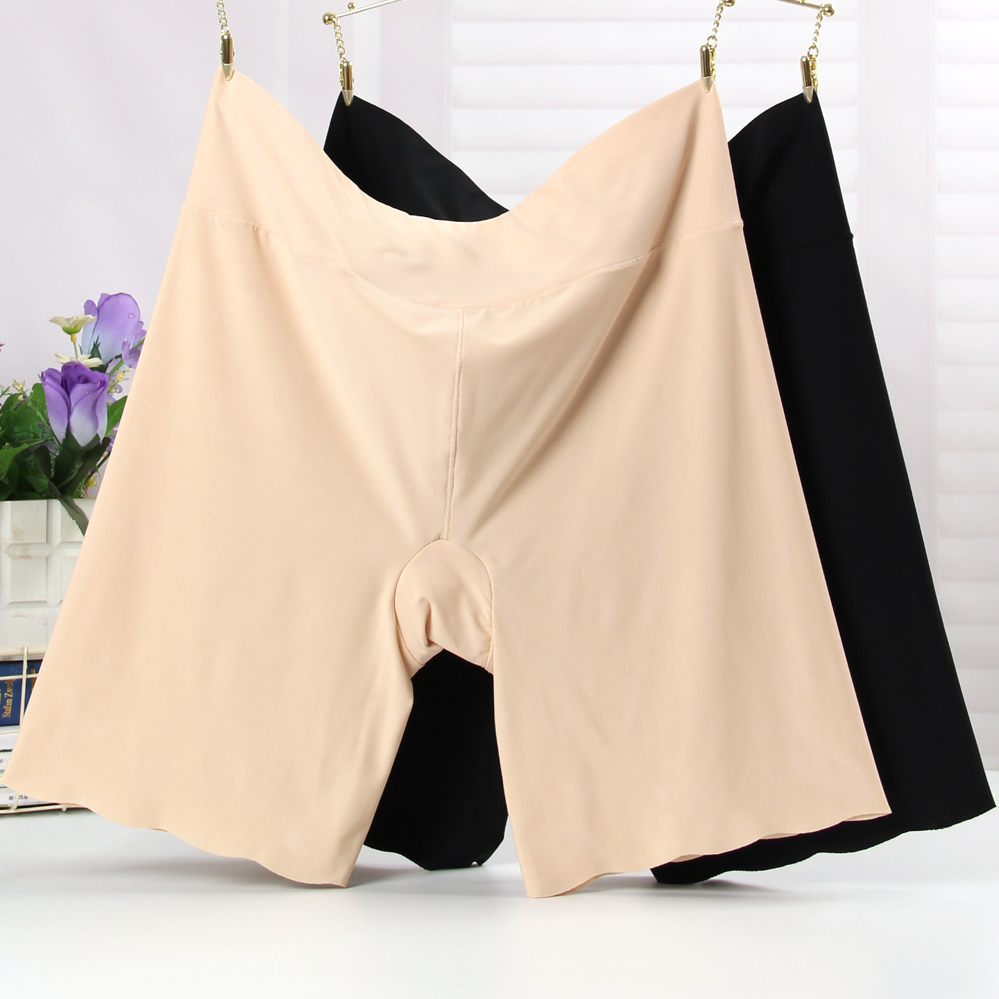 大码高腰安全裤冰丝防走光胖mm200斤内裤二合一无痕不卷边防磨腿