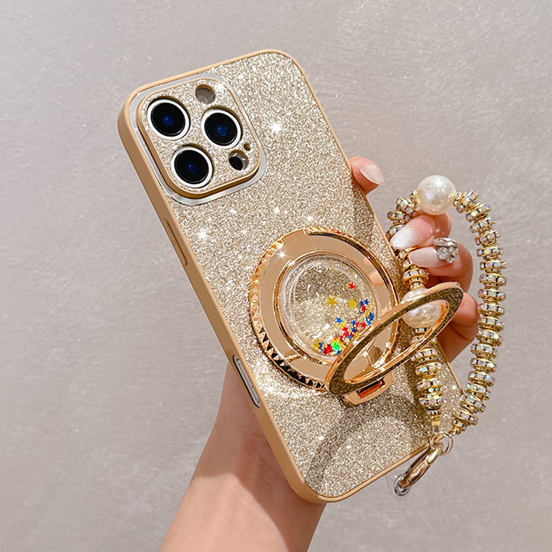 适用苹果/华为/oppo/vivo/小米/荣耀/星光闪粉流沙支架手机壳女款