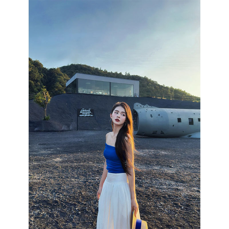 度假风裹胸上衣高腰半身裙长裙两件套2025夏季新品小众气质套装女