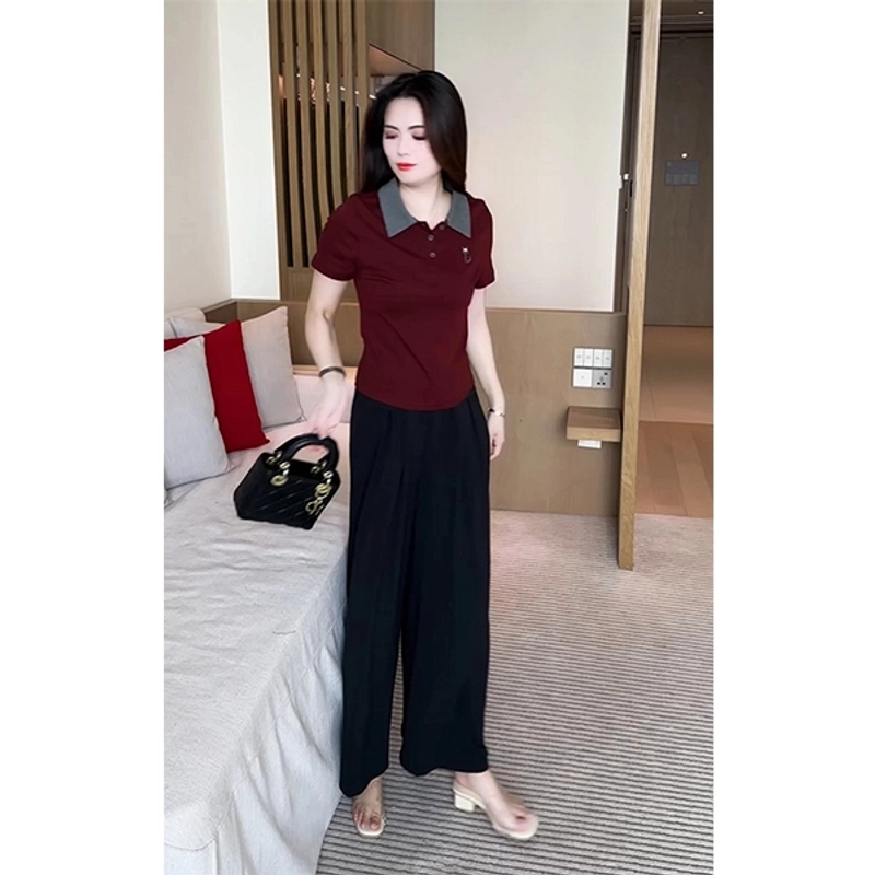 夏季显瘦T恤小众设计感方领短袖洋气质时尚小个子花边短上衣高腰