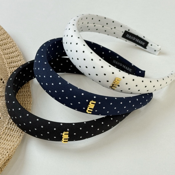 新款韩系网红波点发箍女气质百搭压发发卡复古高级感头箍头饰发饰