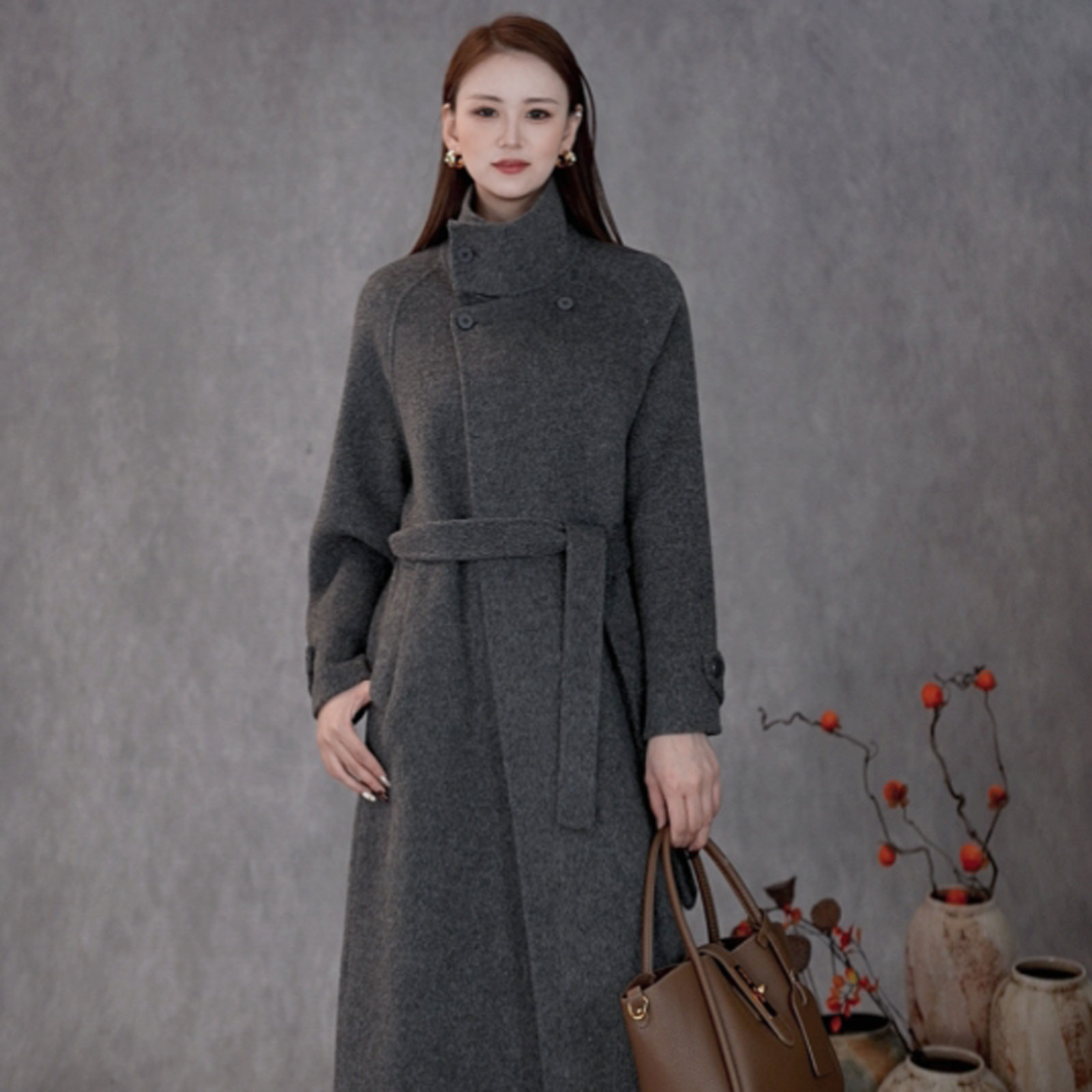 YJNL金标/ 阿拉善*金骆驼绒定织双面呢羊毛大衣